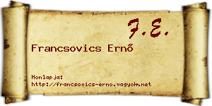 Francsovics Ernő névjegykártya